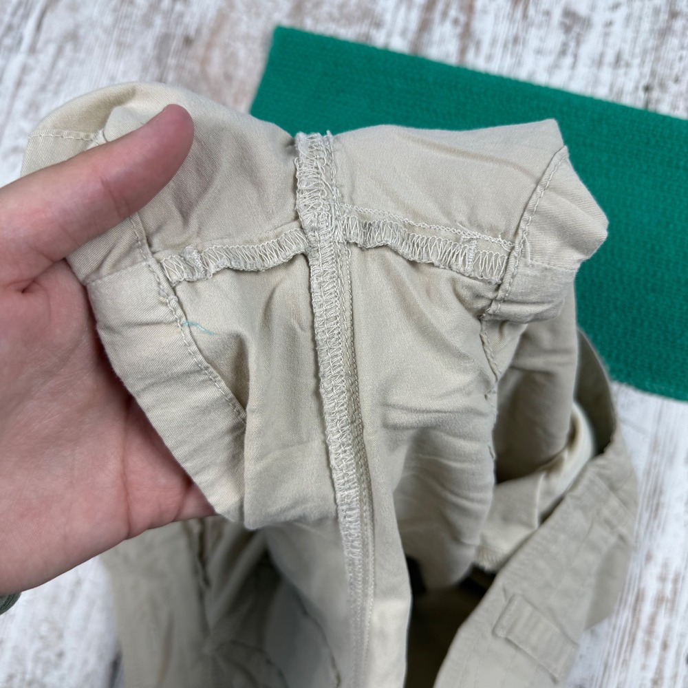 VTG Y2K Hollister Khaki Chino Mini Micro Shorts Size 3 Tie Waist Ultra Low Rise - Picture 4 of 7